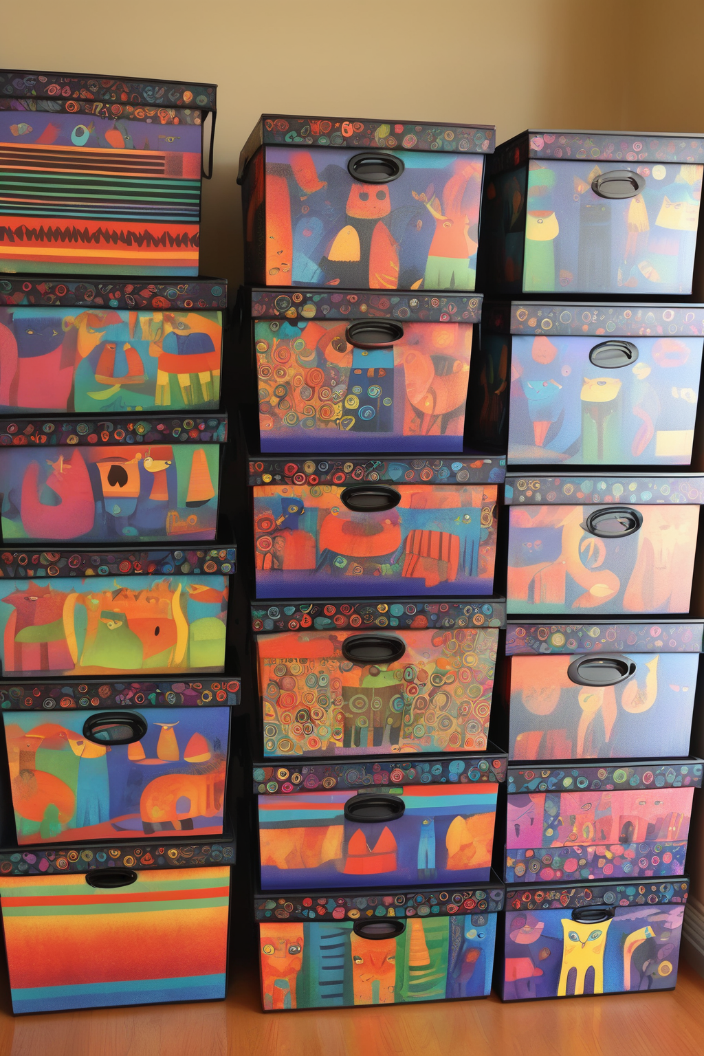 00237-3494594838-_lora_Laurel Burch Style_1_Laurel Burch Style - storage boxes on home office.png